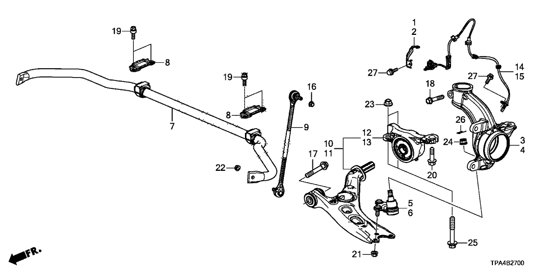 Honda 51360-TPA-J01 Lower Arm Complete, Front