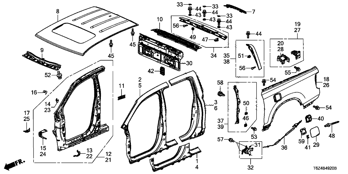 Honda 63103-T6Z-A00ZZ Stiffener, Bed Mounting