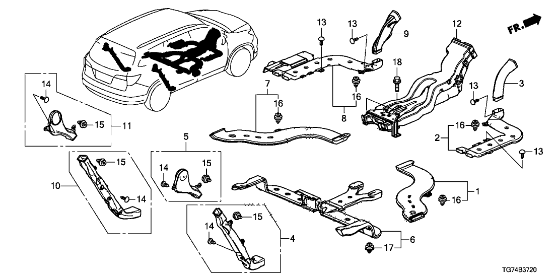 Honda 90671-S3Y-003ZG Clip, Roof (7MM) *NH900L* (DEEP BLACK)