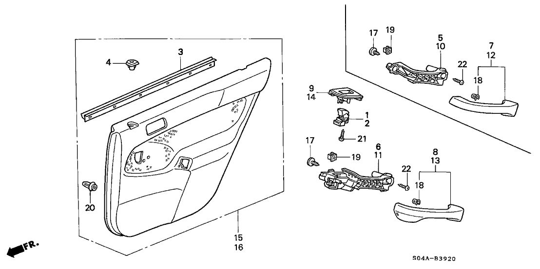 Honda 83733-S04-A21ZB Lining, R. RR. Door *YR164L* (Power Window) (MEDIUM TAUPE)