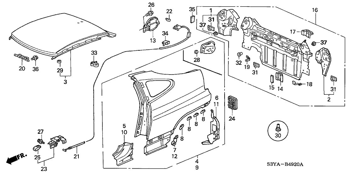 Honda 66100-S3Y-A00ZZ Panel, RR.