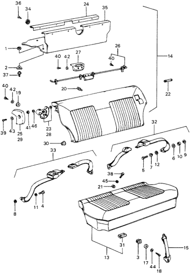 Honda 78173-647-004 Garnish, L. RR. Back Side