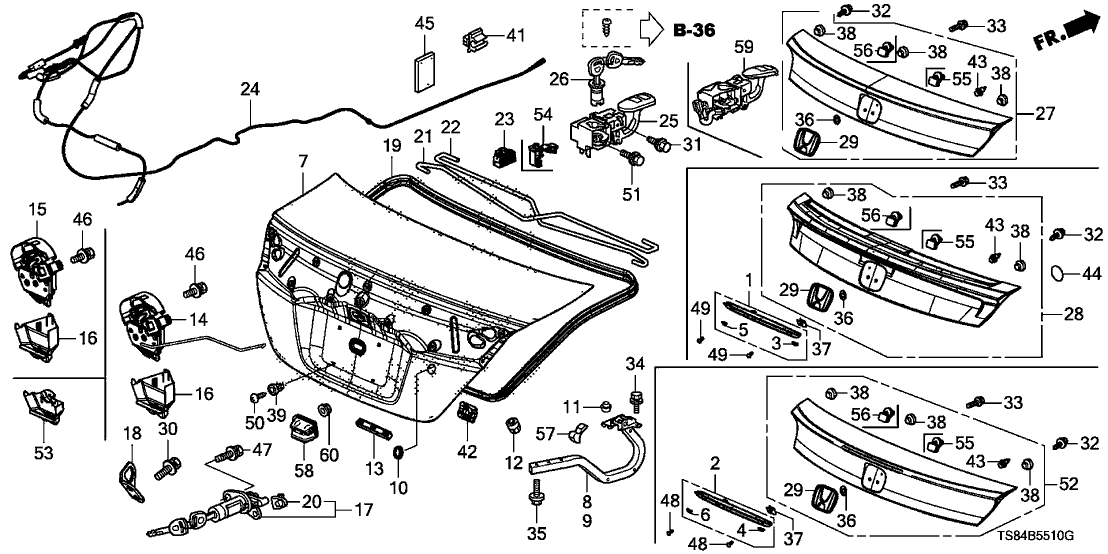 Honda 74890-TS8-315ZA Garnish Assy. *R513*