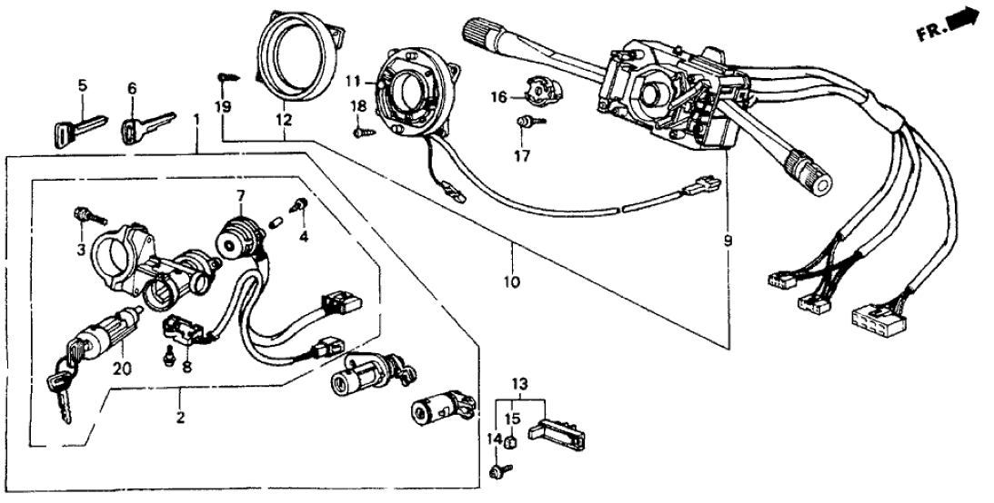 Honda 35010-SE3-A01 Lock Set, Cylinder