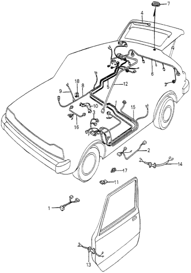 Honda 32107-671-660 Wire Harness A, RR. Wiper & Defroster