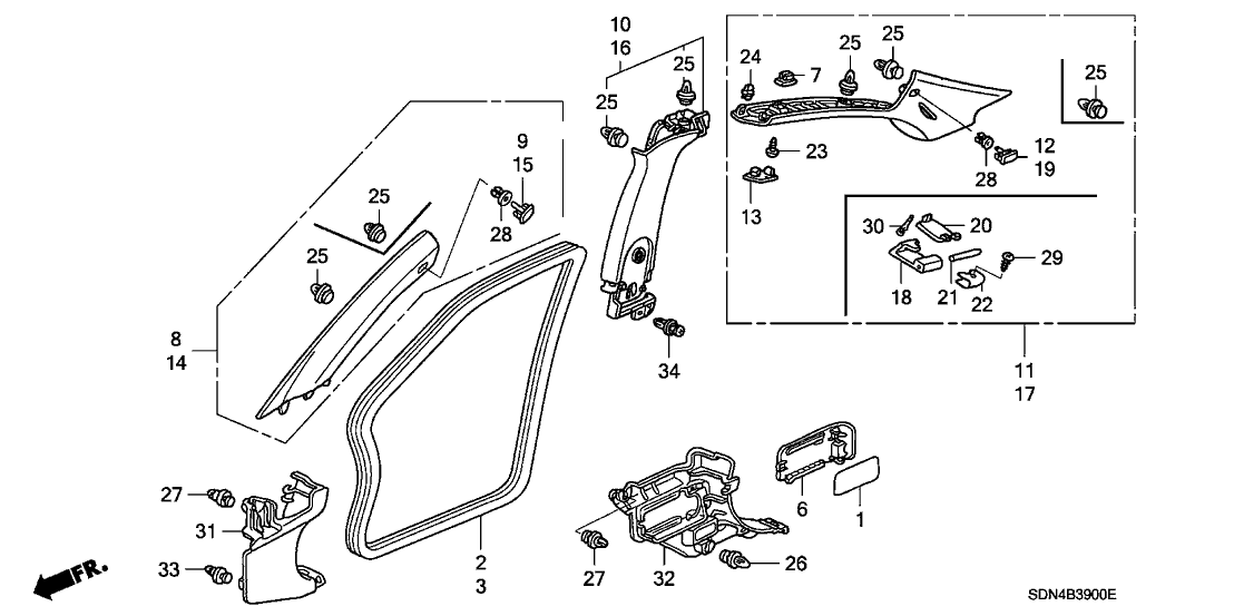 Honda 84161-SDN-A01ZB Garnish Assy., L. Center Pillar (Upper) *YR239L* (KI IVORY)