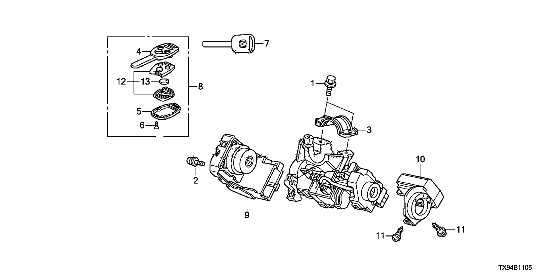 Honda 72147-TX9-A11 Module Assembly, Keyless