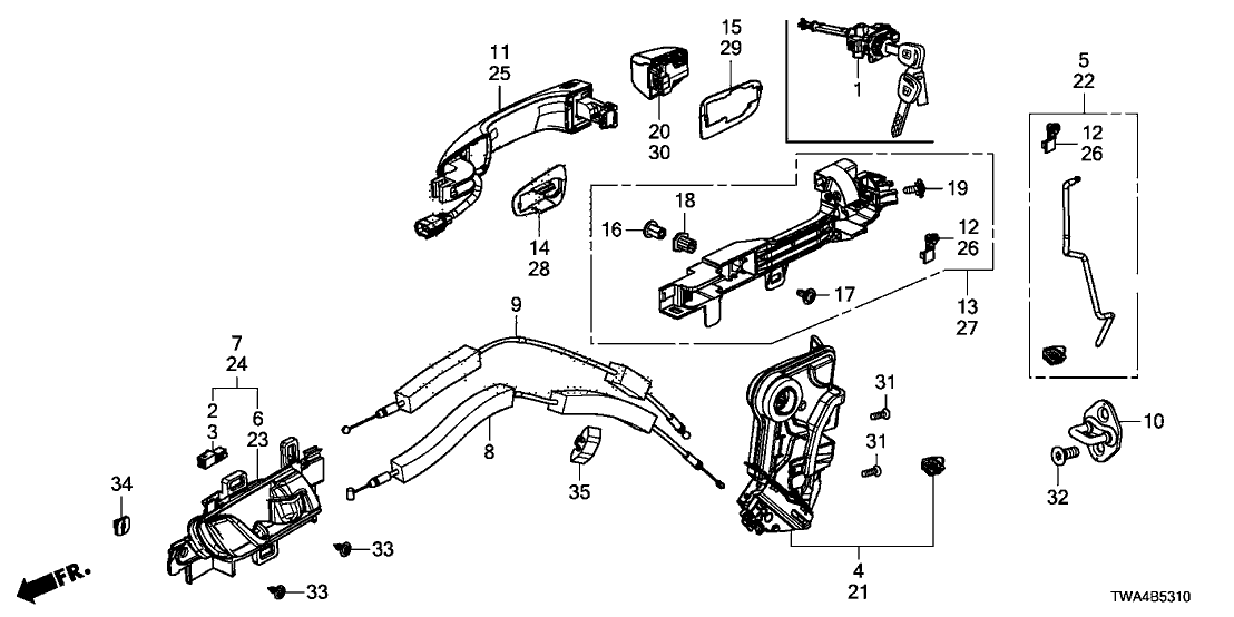 Honda 72141-TVA-A71ZK Handle, Right Front (Obsidian Blue Pearl) (Smart)
