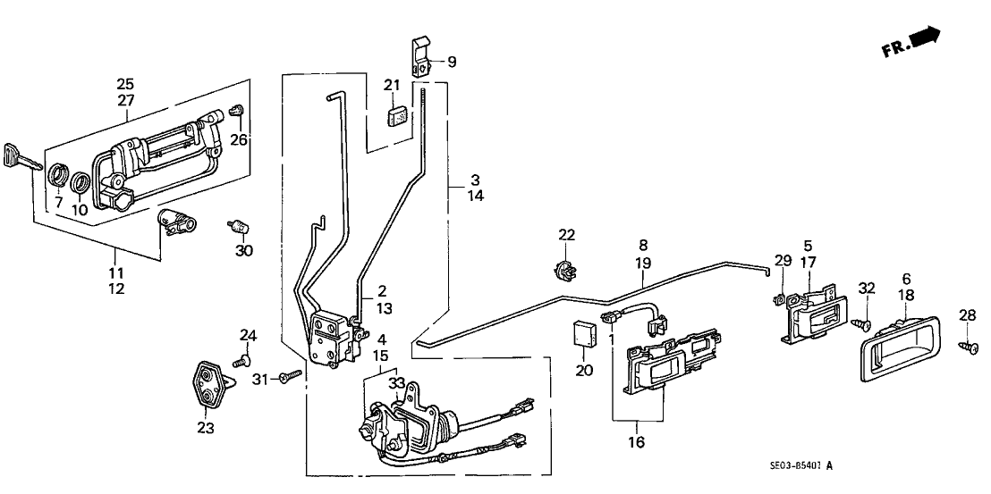 Honda 72160-SE3-A01 Handle Assembly, Left Front Inside Power