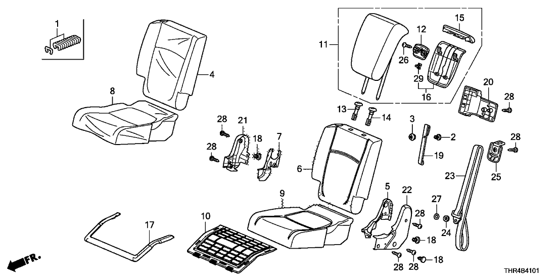 Honda 82137-THR-L01 Pad Complete Right, Rear-Cushion