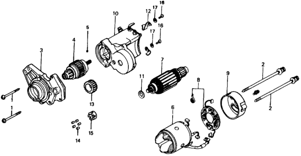 1977 Honda Civic 2 Door ** (1500) KA 4MT Starter Motor Components Diagram