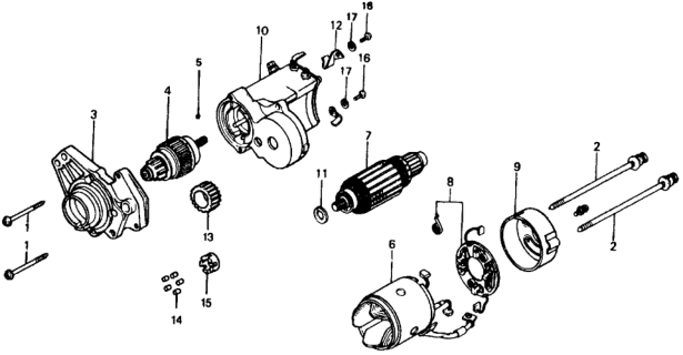 1977 Honda Civic Starter Motor Components Diagram