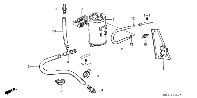 1997 Honda Prelude Bracket, Canister Diagram for 17358-S30-A30