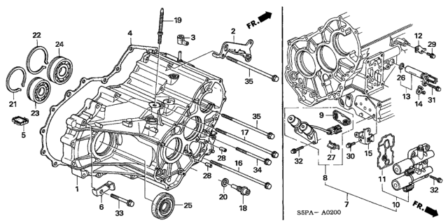 2005 Honda Civic AT Transmission Case Diagram