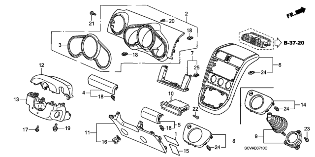 2009 Honda Element Instrument Panel Garnish (Driver Side) Diagram