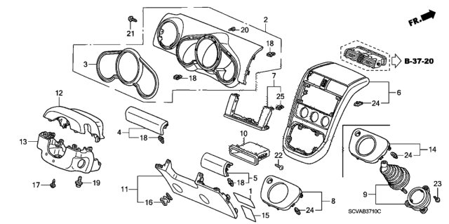 2009 Honda Element Garnish, Shift Lever *R166L* (SC RED METALLIC) Diagram for 77371-SCV-A92ZD