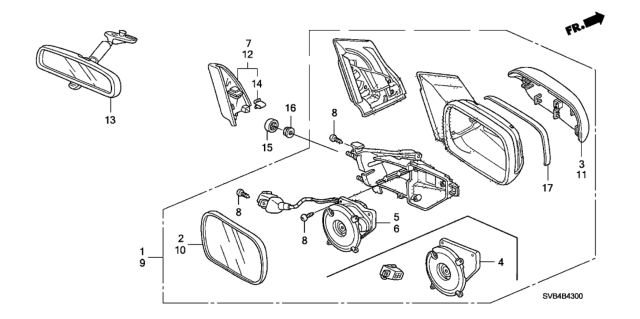 2010 Honda Civic Mirror Assembly, Driver Side Door (Taffeta White) (R.C.) (Heated) Diagram for 76250-SVA-C21ZJ
