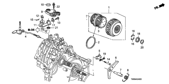 2011 Honda Insight Gear Assy., Secondary Drive Diagram for 23240-RBL-000