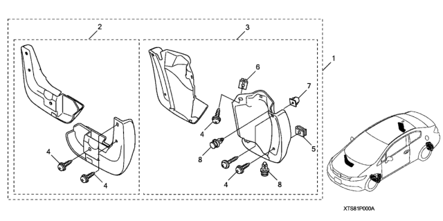 2012 Honda Civic Splash Guards Diagram