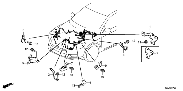 2017 Honda Accord 4 Door EXLV6 (NV SENSING) KL 6AT Wire Harness Bracket Diagram