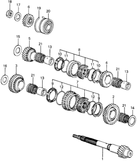 1980 Honda Civic Gear, Countershaft Fourth Diagram for 23451-PA6-010