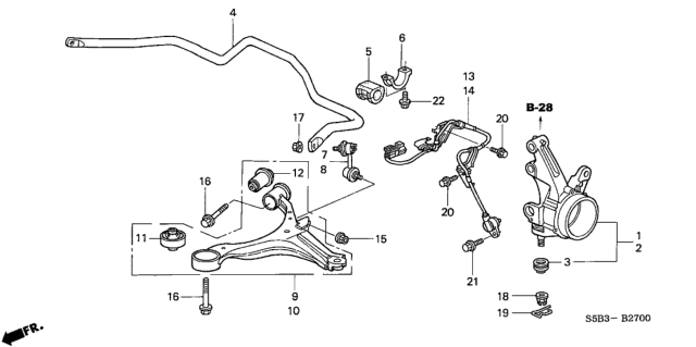 2003 Honda Civic 4 Door MX (HYBRID) KL 5MT Front Stabilizer - Front Lower Arm Diagram