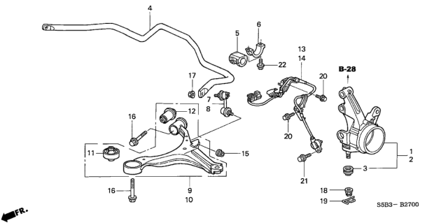 2003 Honda Civic Front Stabilizer - Front Lower Arm Diagram