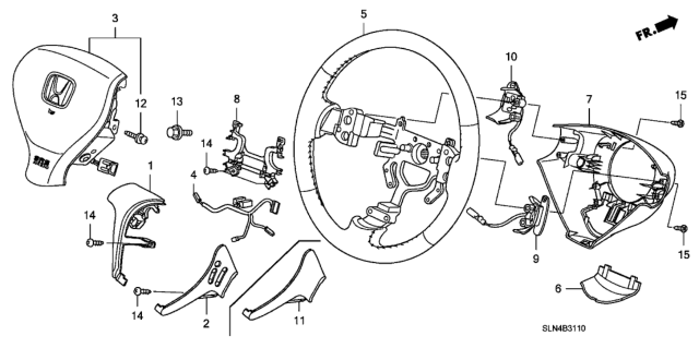 2008 Honda Fit 5 Door BASE KA 5MT Steering Wheel (SRS) Diagram