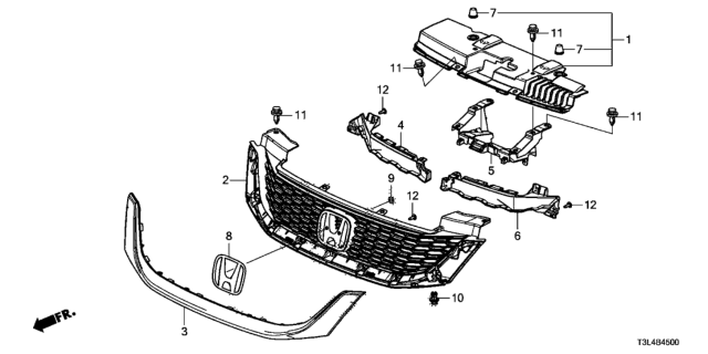 2015 Honda Accord Base, Front Grille Diagram for 71121-T3L-A01