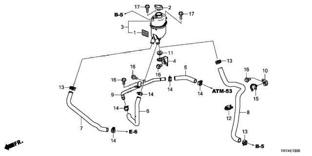 2020 Honda Clarity Fuel Cell Pipe Comp, Motor Out Diagram for 1J453-5WM-A00