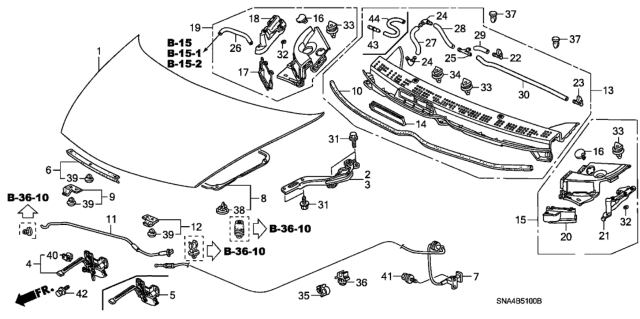 2006 Honda Civic Engine Hood Diagram