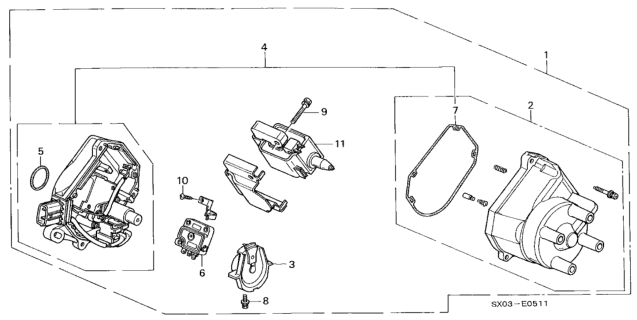 1998 Honda Odyssey Distributor (Hitachi) (2.3L) Diagram