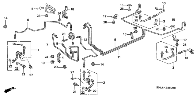 1999 Honda Civic Pipe H, Brake Diagram for 46321-S04-A01