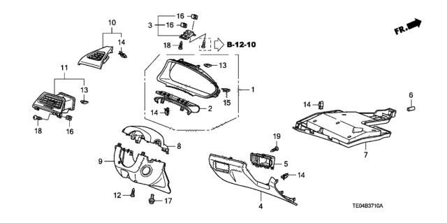 2010 Honda Accord Instrument Panel Garnish (Driver Side) Diagram