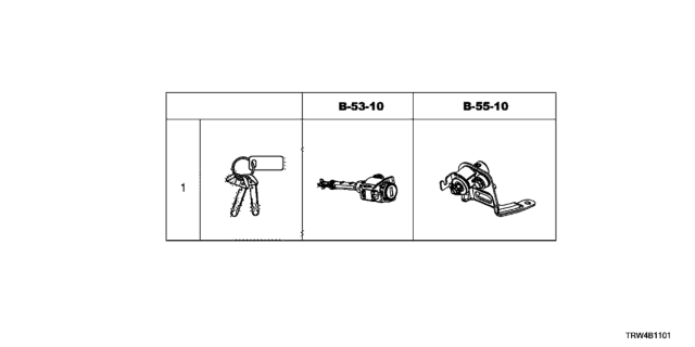 2021 Honda Clarity Plug-In Hybrid Key Cylinder Set Diagram