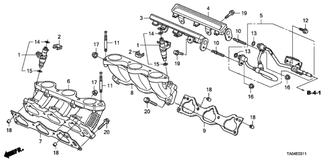 2010 Honda Accord Fuel Injector (V6) Diagram