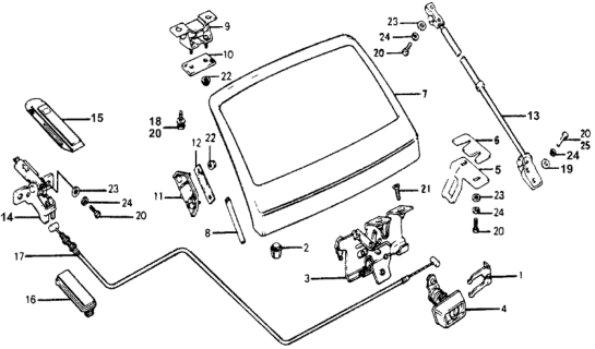 1977 Honda Accord 3 Door STD KH HMT Tailgate Diagram