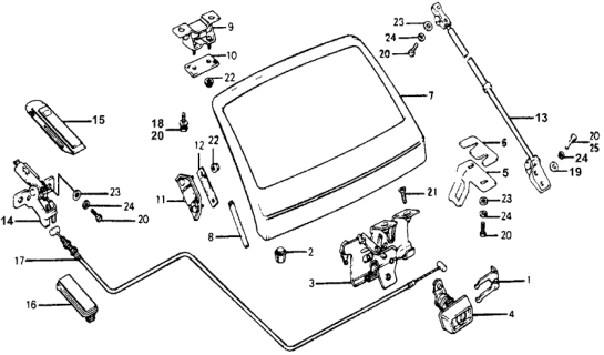 1977 Honda Accord Tube, Tailgate Drain Diagram for 85222-671-000