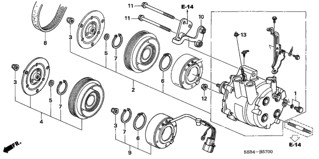 2003 Honda Civic Belt, Compressor Diagram for 38920-PZA-505