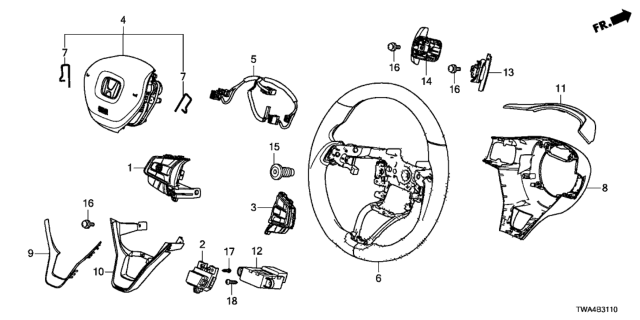 2019 Honda Accord Hybrid Sub-Wire, Cable Reel Diagram for 77901-TVA-A80