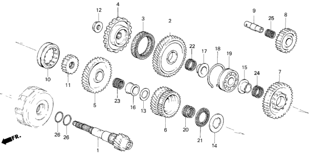 1984 Honda Civic 4 Door GL KA 3AT AT Countershaft Diagram