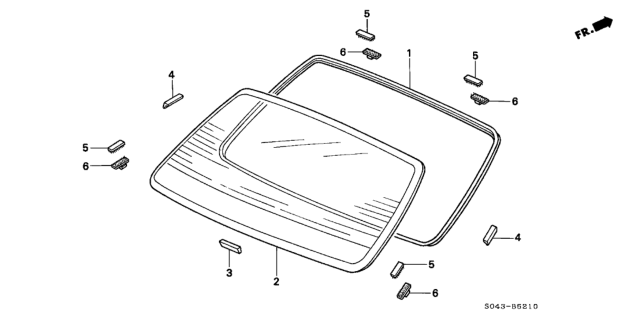 1996 Honda Civic Glass, RR. Windshield (Green) Diagram for 73211-S04-G00