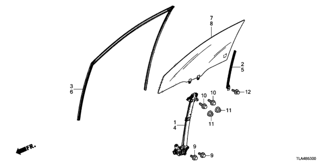 2017 Honda CR-V Glass Assy., R. FR. Door (Green)(Fuyao) Diagram for 73300-TLA-A11