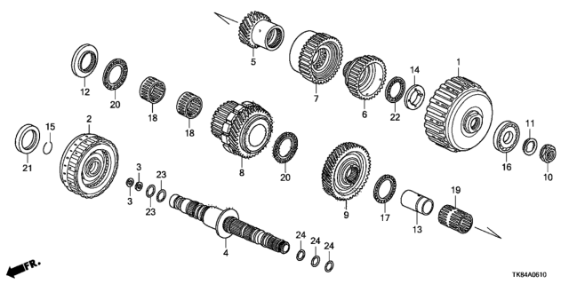 2012 Honda Odyssey 5 Door LX KA 5AT AT Secondary Shaft - Clutch (Low/2nd) Diagram