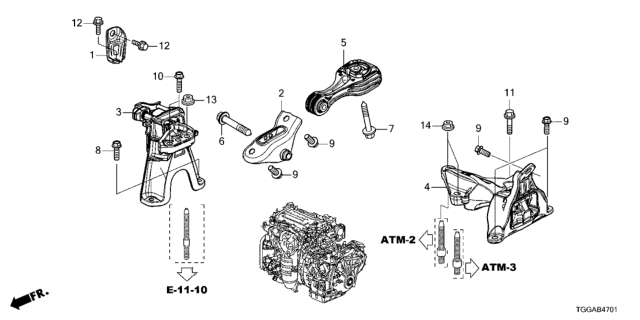2021 Honda Civic Engine Mounts (CVT) Diagram