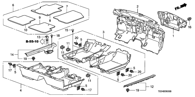 2008 Honda Accord 2 Door EX-L KA 5MT Floor Mat Diagram