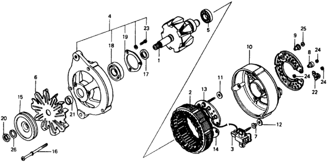 1977 Honda Civic Insulator, Terminal Diagram for 31117-611-004