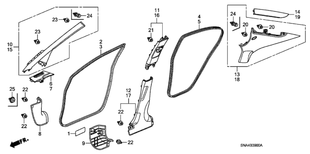 2008 Honda Civic Pillar Garnish Diagram