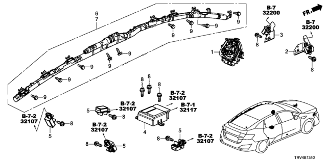 2017 Honda Clarity Electric Unit Assembly, Srs Diagram for 77960-TRV-A21