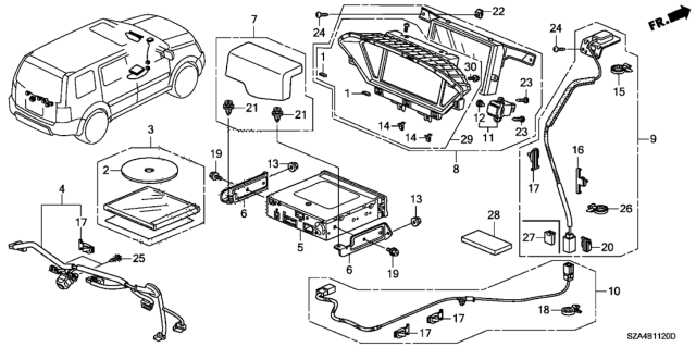 2009 Honda Pilot Unit Assy, Navigation (DVD Diagram for 39546-SZA-A04